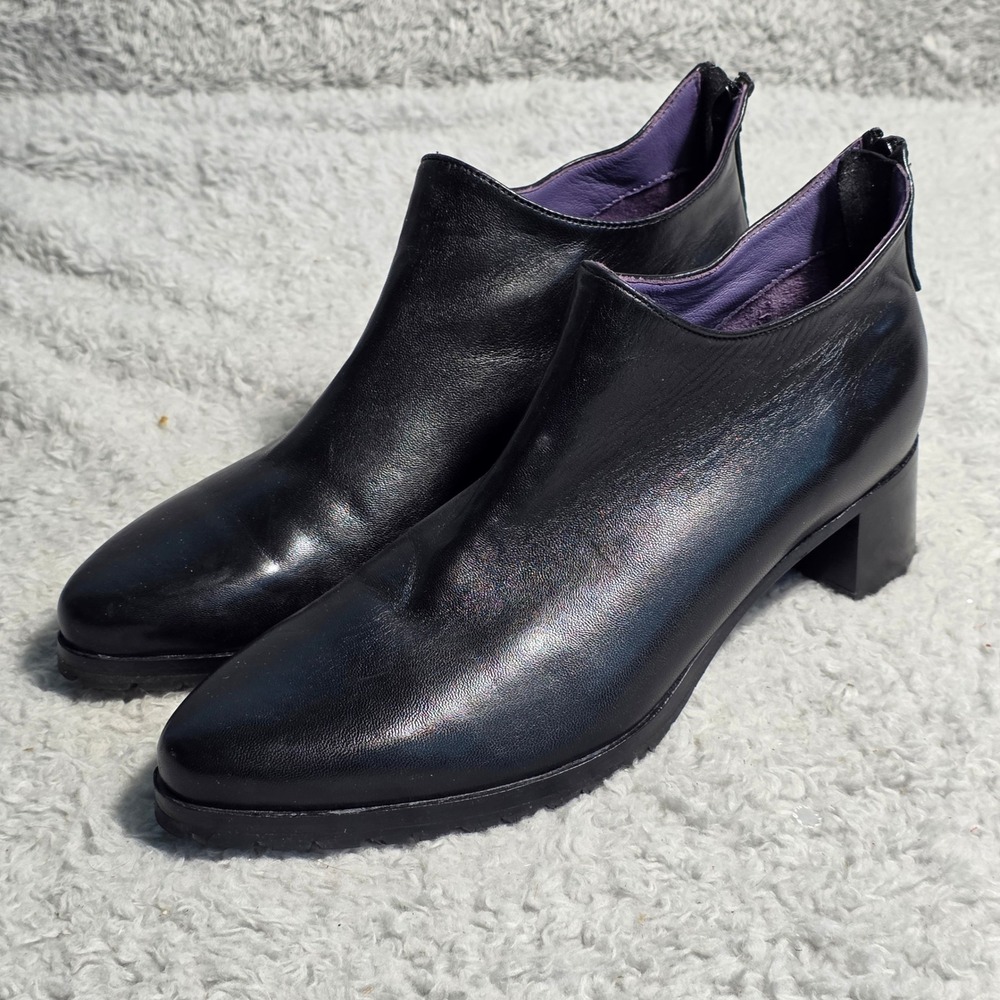 Robert Zur Solara True Glove Leather Ankle Boots Black Back Zip 8.5